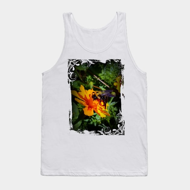 Bumblebee On Orange Marigold Flower Tank Top by PhotoArts